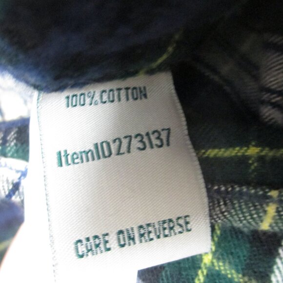 LL Bean Women's Scotch Plaid Flannel Shirt Relaxed Fit Size XL Cotton Green Blue - Picture 5 of 8